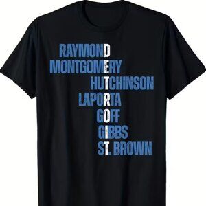 Mens Detroit Lions Shirt Small Black NFL Team Players Short Sleeve Football